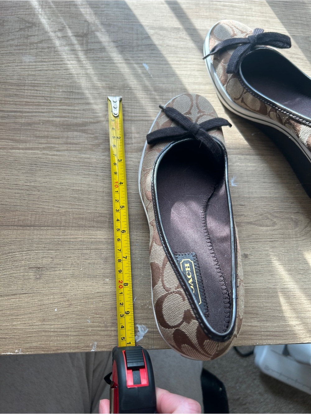 Coach Brown Signature Canvas Wedge Pumps with Bow Accent - Picture 7 of 8